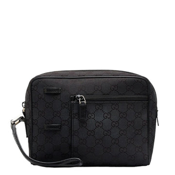 GUCCI Second Bag Clutch 018 1616 Black Canvas Leather Ladies