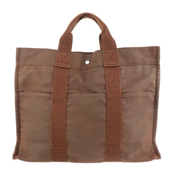 HERMES Yale Line Tote MM Bag Canvas Brown Handbag