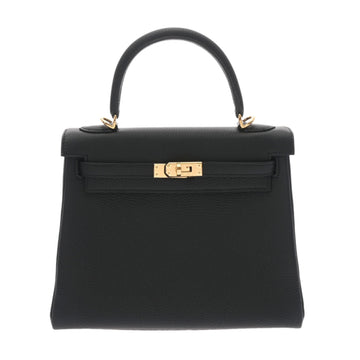 HERMES Kelly 25 Inner Stitch Black B Engraved [around 2023] Ladies Togo Bag