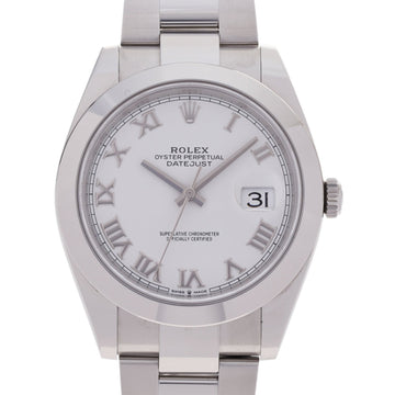 ROLEX Datejust 41 126300 men's SS watch automatic winding white Roman dial