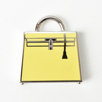 HERMES charm pendant top  Kelly lacquer curiosity yellow silver