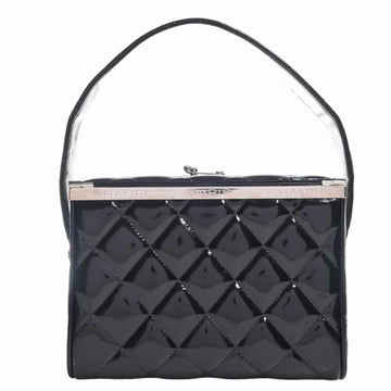 CHANEL Patent Matelasse Cocomark Vanity Bag Handbag - Black