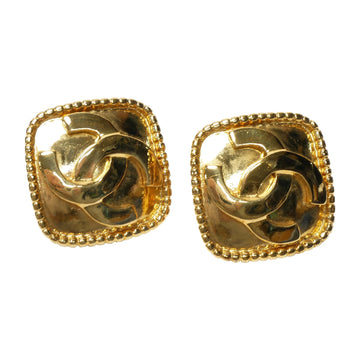 CHANEL Old Chanel Vintage Earrings Women's 1996 90s Rhombus Cocomark Clip Type Gold Plated 96A