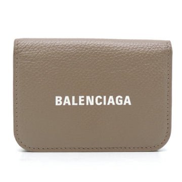 BALENCIAGA round zip women's and men's trifold wallet 59001312.90u1317 leather greige