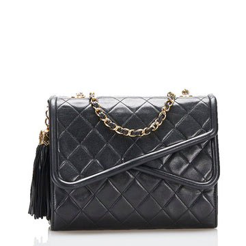 Chanel Matelasse Coco Mark Chain Shoulder Bag Black Lambskin Ladies CHANEL