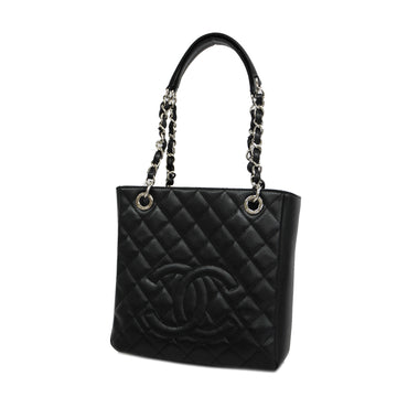 CHANELAuth  Matelasse Chain Shoulder Women's Caviar Leather Tote Bag Black