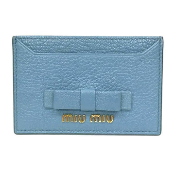 MIU MIU Miu ribbon card case 5MC208 leather ASTRALE blue wallet