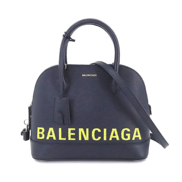 BALENCIAGA Ville Top Handle S 2way Hand Shoulder Bag Leather Navy Yellow