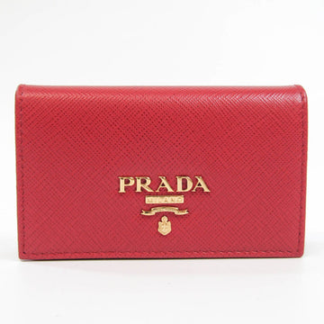 Prada Saffiano 1MC122 Leather Business Card Case Red Color