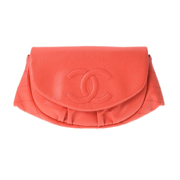 CHANEL Half Moon Chain Orange A50987 Ladies Caviar Skin Shoulder Bag