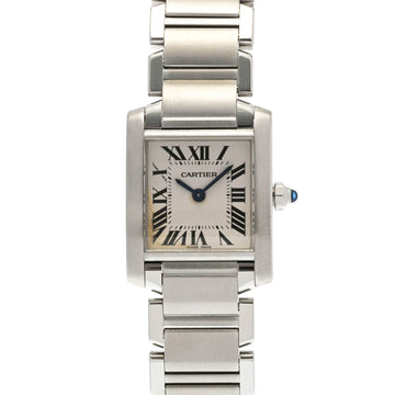 CARTIER Tank Française SM W51008Q3 Women's SS Watch Quartz White Dial