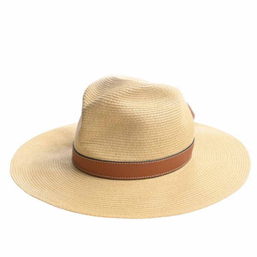 LOEWE raffia leather panama hat #57 222.29.024 natural brown