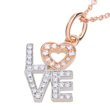 TIFFANY K18PG/WG Diamond LOVE Heart Charm Necklace Ladies