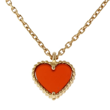 VAN CLEEF & ARPELS Sweet Alhambra Heart Necklace 18K Pink Gold Carnelian Women's