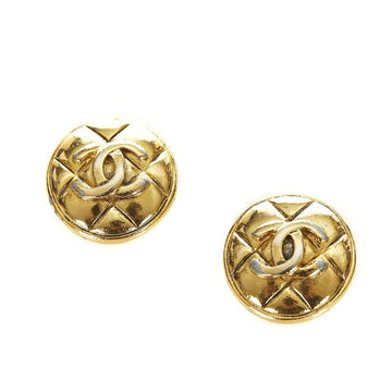 Chanel matelasse coco mark earrings gold plating ladies