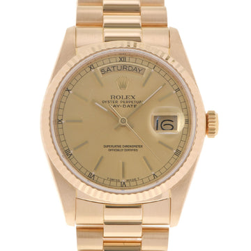 Rolex day date 18038 men's YG watch self-winding champagne dial