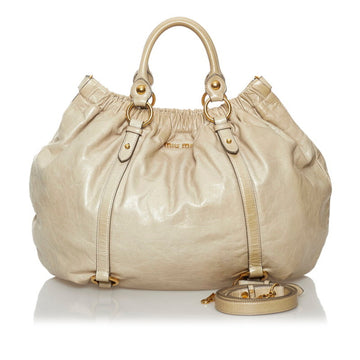 Miu Miu Miu handbag shoulder bag beige leather ladies MIUMIU