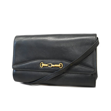 Celine shoulder bag leather black gold metal