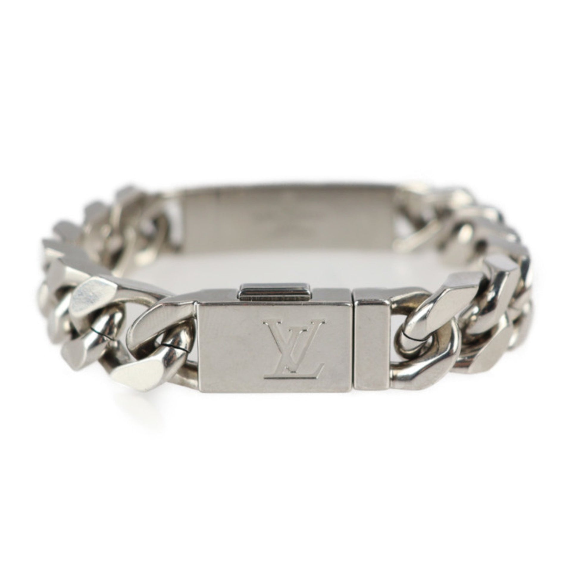 LOUIS VUITTON M00269 Monogram Chain Men's Bracelet w/Box Silver JAPAN  USED