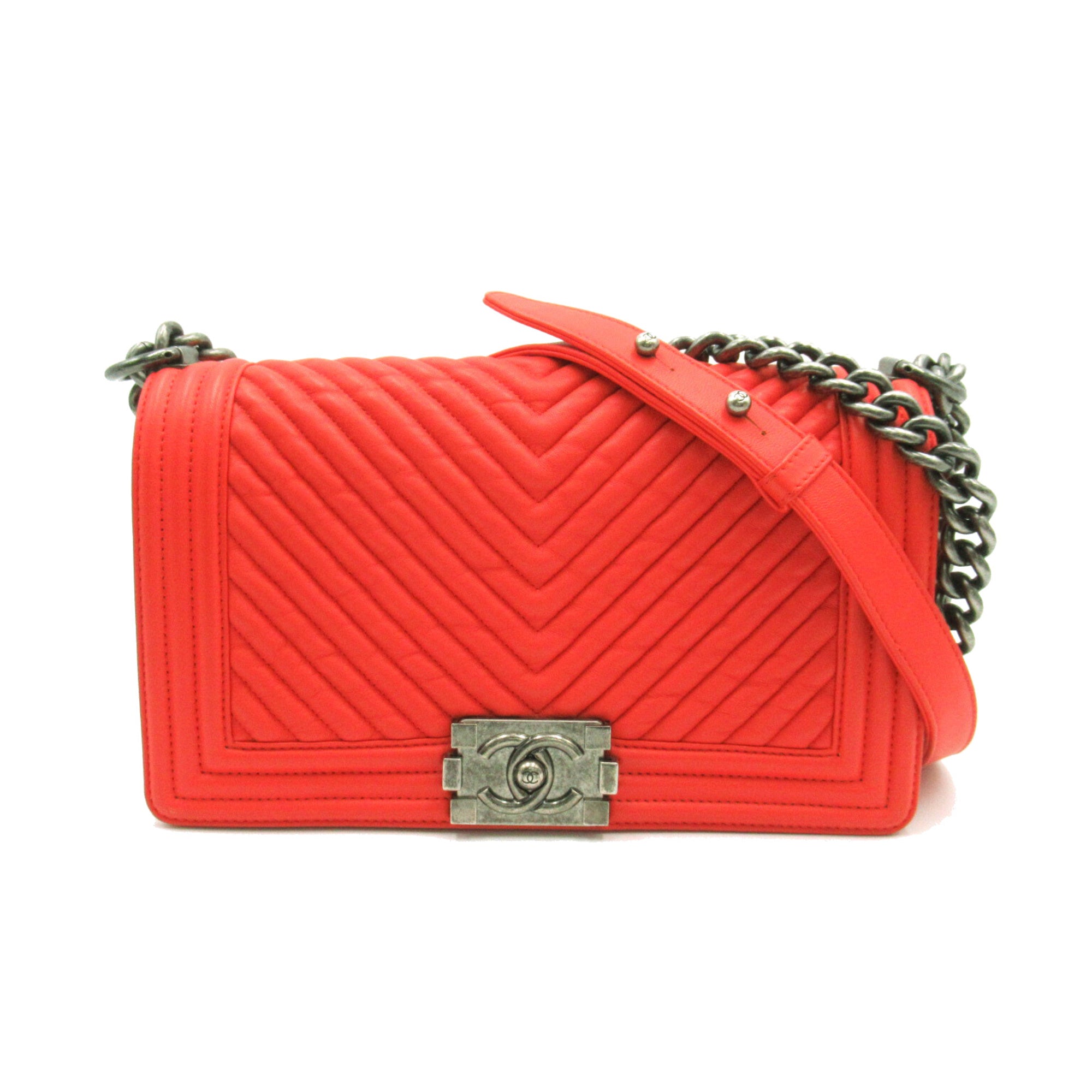 Orange chanel boy on sale bag