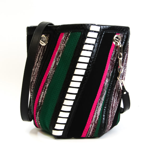 PROENZA SCHOULER Unisex Canvas Leather Shoulder Bag Black Green Pink