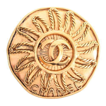 Chanel here mark sun motif brooch gold metal