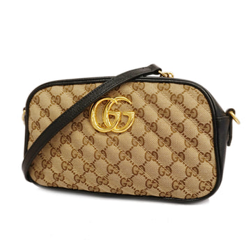 GUCCIAuth  GG Marmont 447632 Women's GG Canvas Shoulder Bag Beige,Black