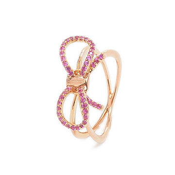 Salvatore Ferragamo Ferragamo Ribbon Motif Ring K18YG/Pink Sapphire #10