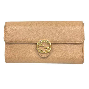 GUCCI 615524 CAO0G Interlocking Long Wallet 2754 CAMELIA Beige Leather