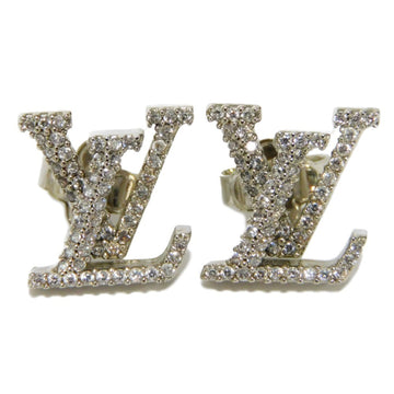 LOUIS VUITTON Earrings Bookle Doreille LV Iconic Strass Logo Rhinestone Silver Signature Clear M00608 Women's Accessories Jewelry
