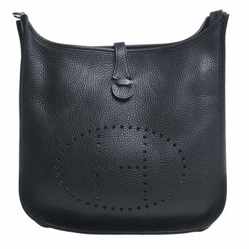 HERMES Taurillon Clemence Evelyn PM Shoulder Bag Black Ladies