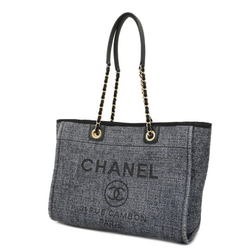 Chanel Deauville Tote Bag Women's Straw Tote Bag Navy