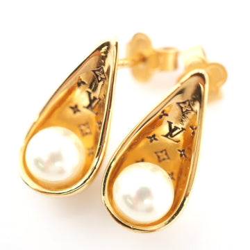 LOUIS VUITTON M67331 Bookle Doreille Puss Pearly Glam Earrings Gold Women's