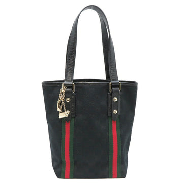 GUCCI Sherry Line Tote Bag Women's Handbag 162898 GG Canvas Black