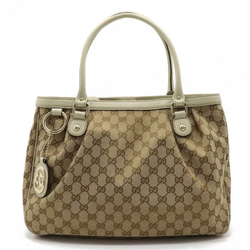 GUCCI GG canvas sukiy tote bag shoulder leather khaki beige 296835