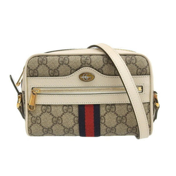 GUCCI Ophidia GG Supreme Leather Shoulder Bag 517350 Beige/White Women's