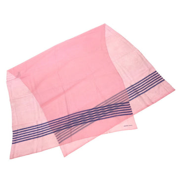 HERMES Stole Plum Stitching Neckwear Large Format Shawl Cashmere Silk Pink x Blue Muffler Men's Women's