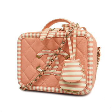 CHANELAuth  2way Bag CC Filigree Chain Shoulder Pink,White