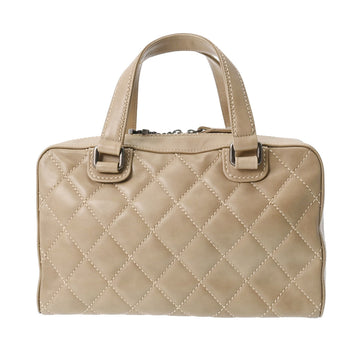 CHANEL Wild Stitch Beige Women's Calf Handbag