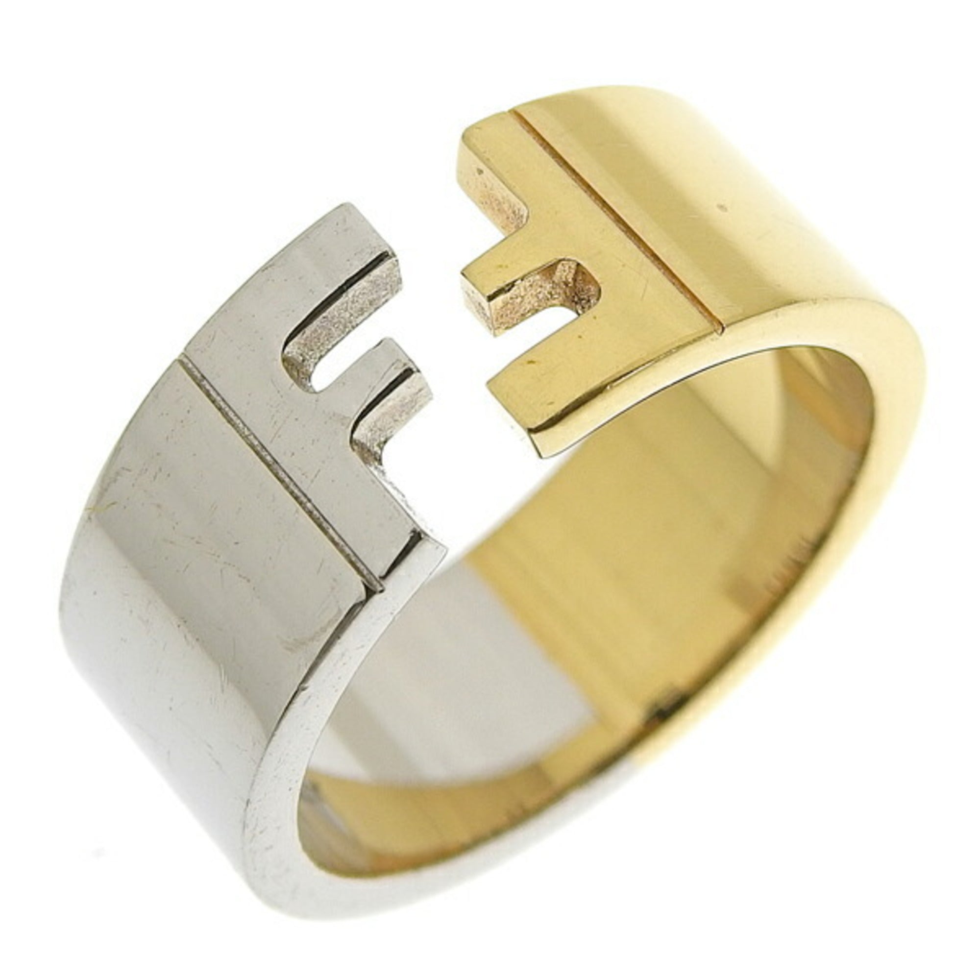FENDI FF Forever Ring #M Silver Gold No. 21 Ladies