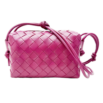 BOTTEGA VENETA Loop Intrecciato Shoulder Bag 666683 Leather Pink Purple Women's