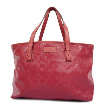 GUCCIAuth  GG Imprime 211137 Women's Leather Tote Bag Red Color