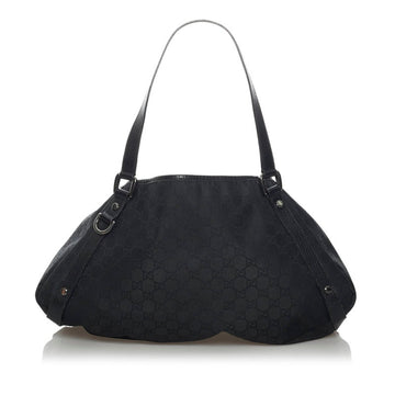 Gucci GG Nylon Abbey Handbag 293578 Black Leather Ladies GUCCI