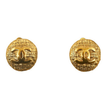 CHANEL button circle earrings gold plated ladies