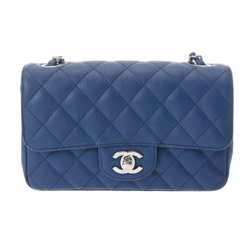 CHANEL Chain Shoulder 20cm Blue Palladium Hardware - Women's Caviar Skin Bag