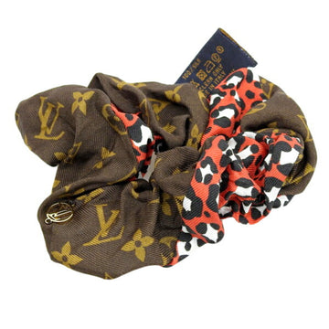 LOUIS VUITTON Monogram Silk Scrunchie Be Mindful Hair Tie M77011 Brown Pink Ladies