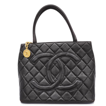 CHANEL tote bag reproduction lambskin black gold hardware ladies