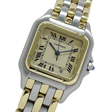 CARTIER Watch Ladies Panthere MM 3 Row Date Quartz Stainless Steel SS Gold YG 83949 Combination Polished
