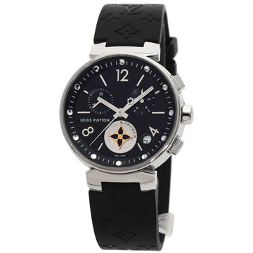 LOUIS VUITTON Q8D11 Tambour Moonstar GM Watch Stainless Steel Rubber Men's