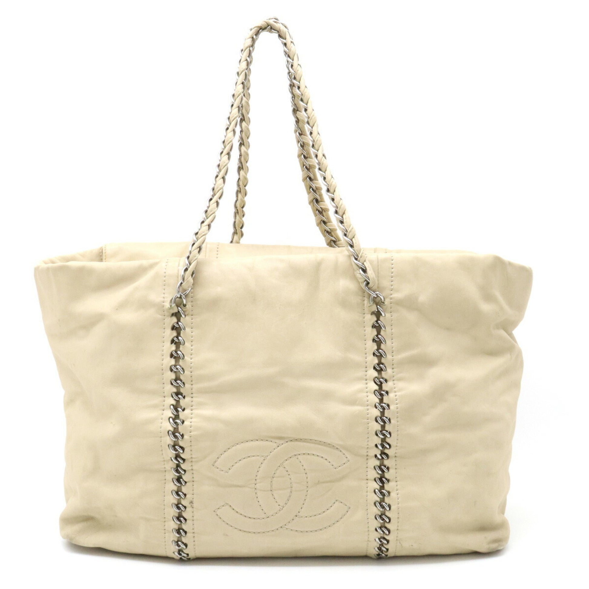 CHANEL Chanel luxury line chain bag beige A31574 ladies leather